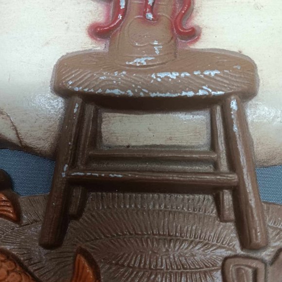 Vintage 1973 Sexton Metal Boy Fishing in Tub Wall Decor - Picture 2 of 9